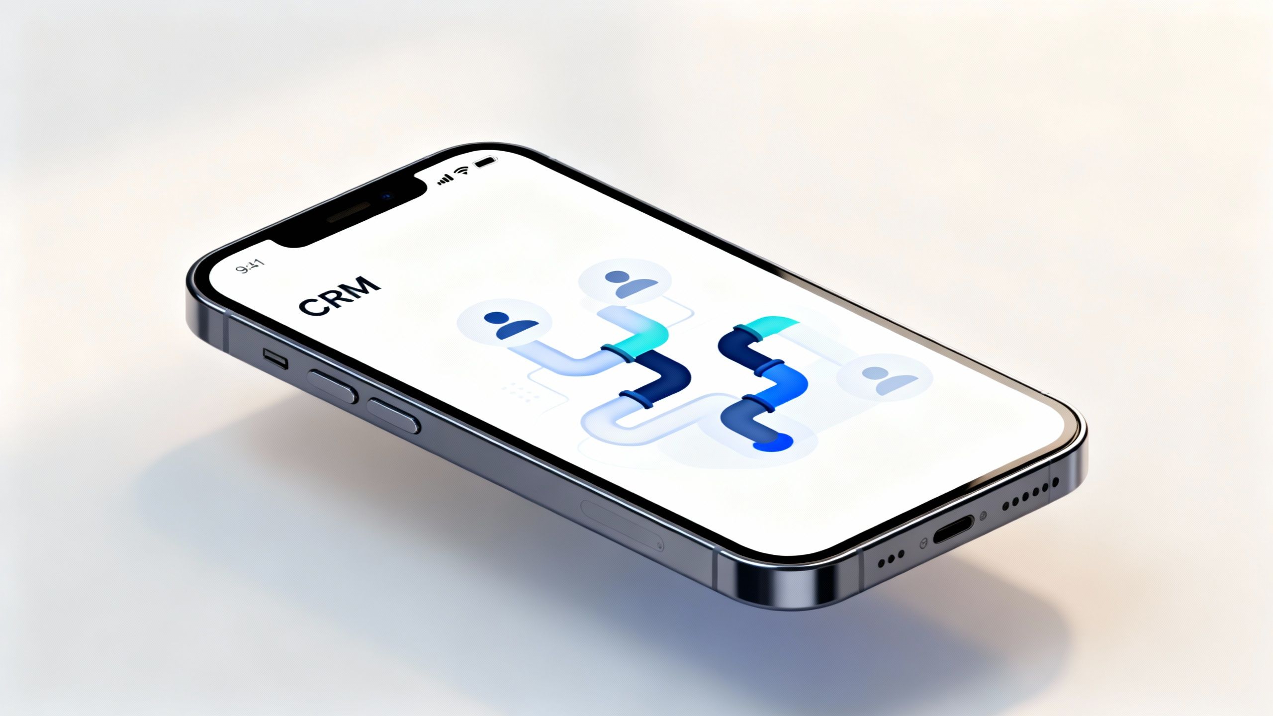 Smartphone screen showing a CRM interface without text or logos.