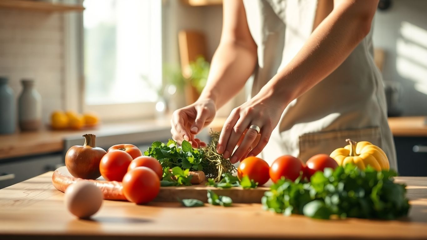 Home kitchen with fresh ingredients for food business.
