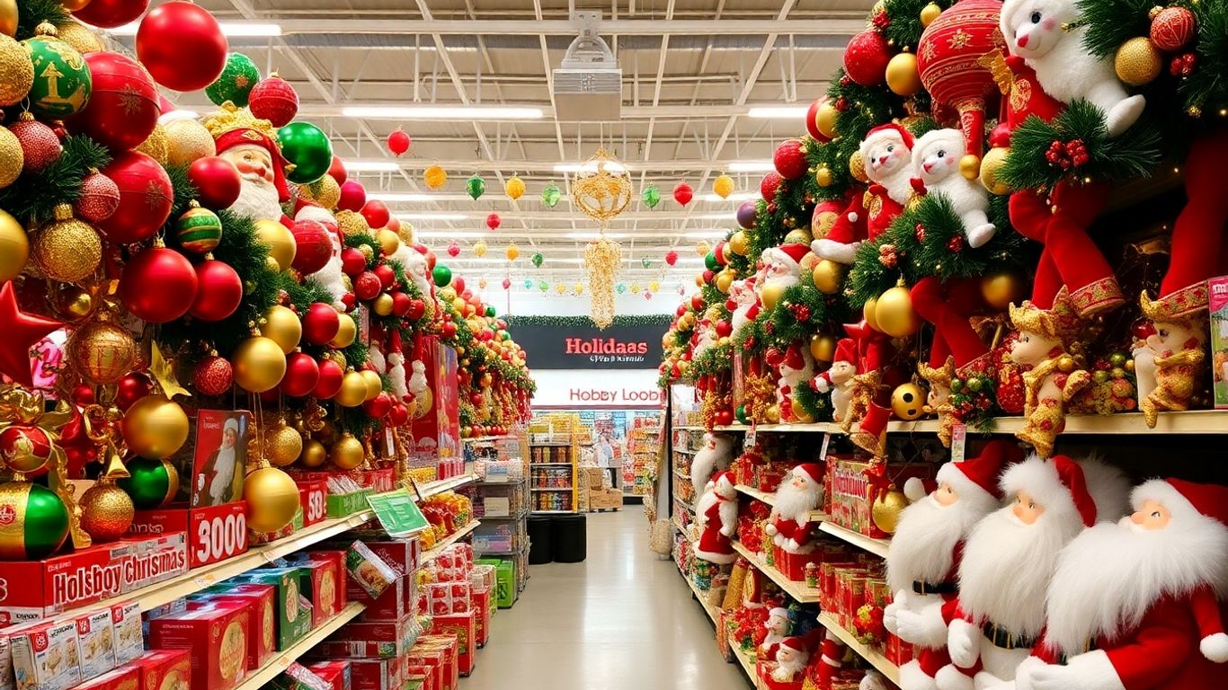 Hobby Lobby Christmas sale aisle with decorations