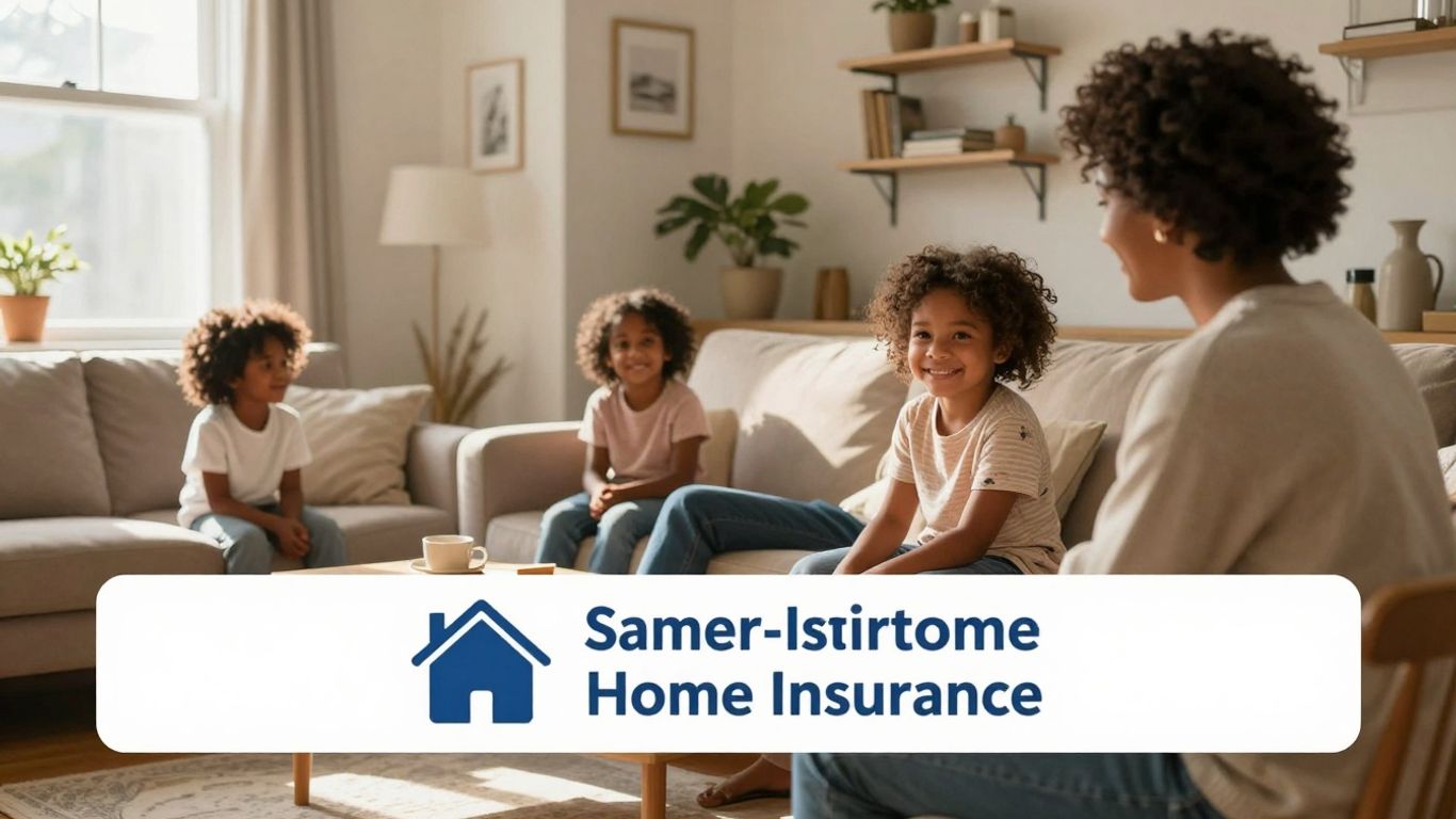 Familia feliz en una casa segura y protegida.