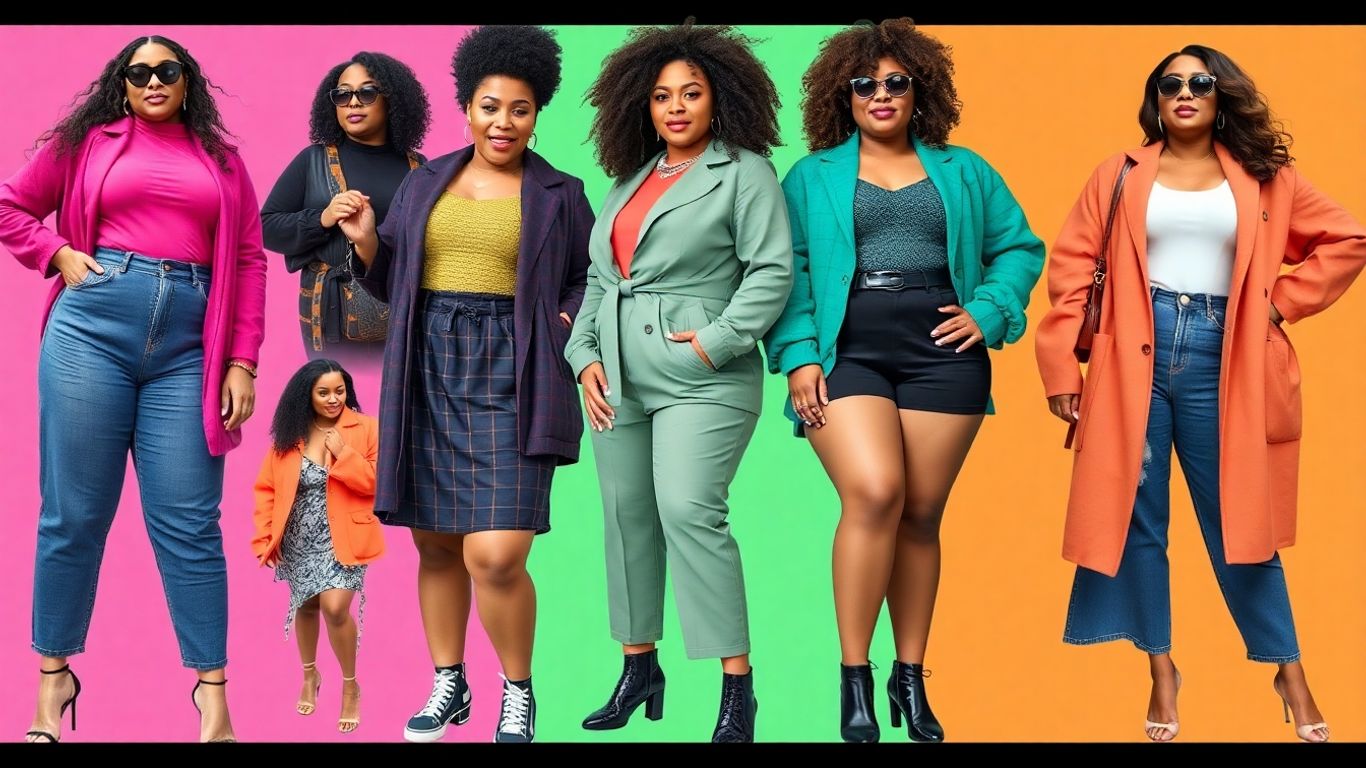 Plus-size fashion influencers in stylish outfits.