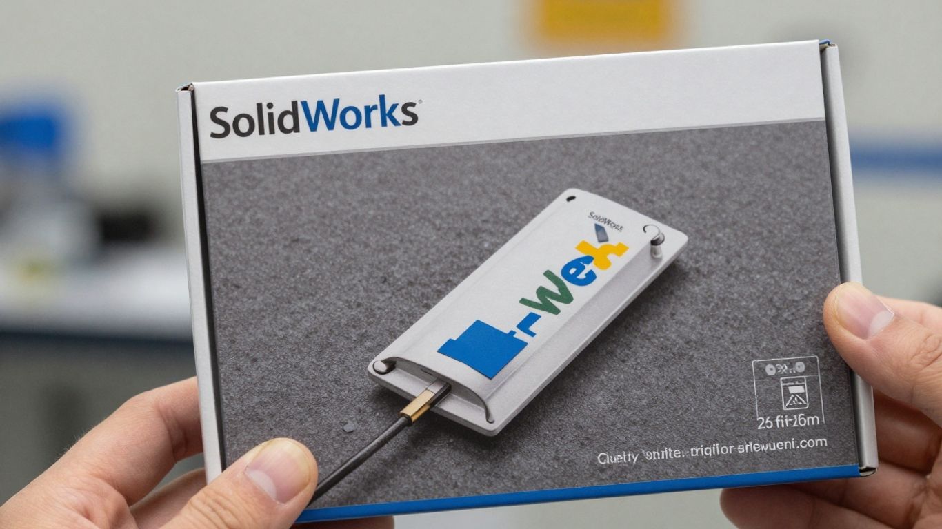 SolidWorks software box held in hand