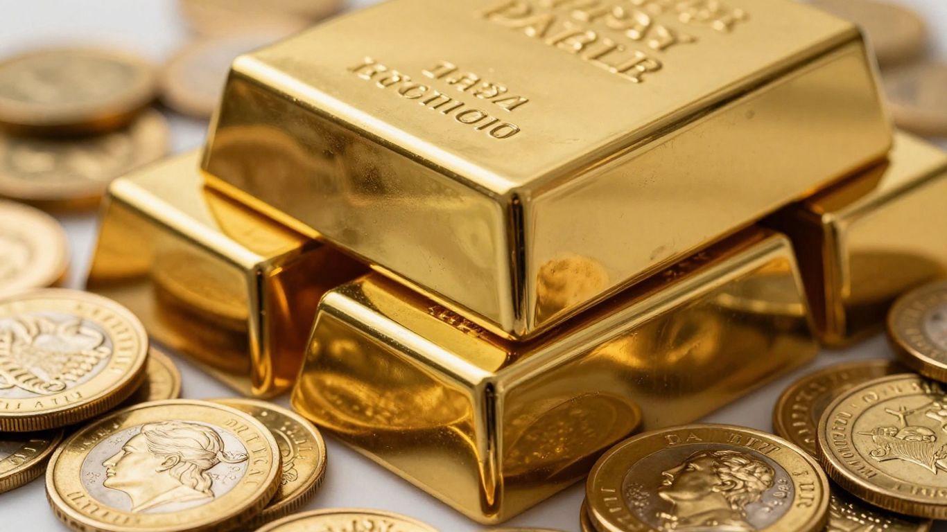 闪亮的金条和金币