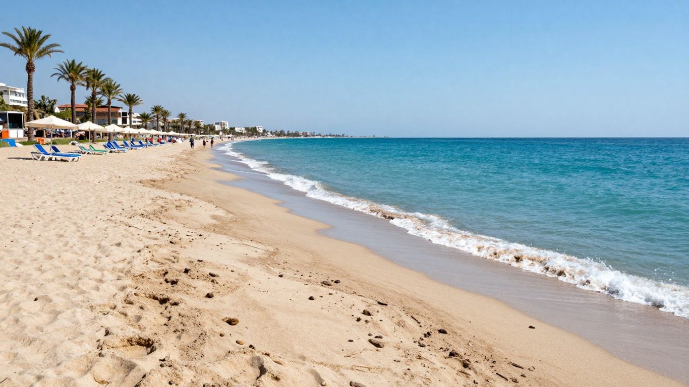 Antalya strand met krimpende kustlijn en zee.