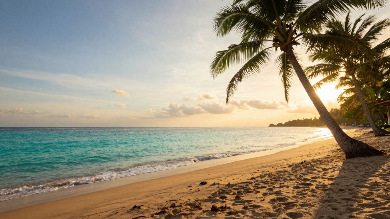 Safe and secure Bali beach at sunset