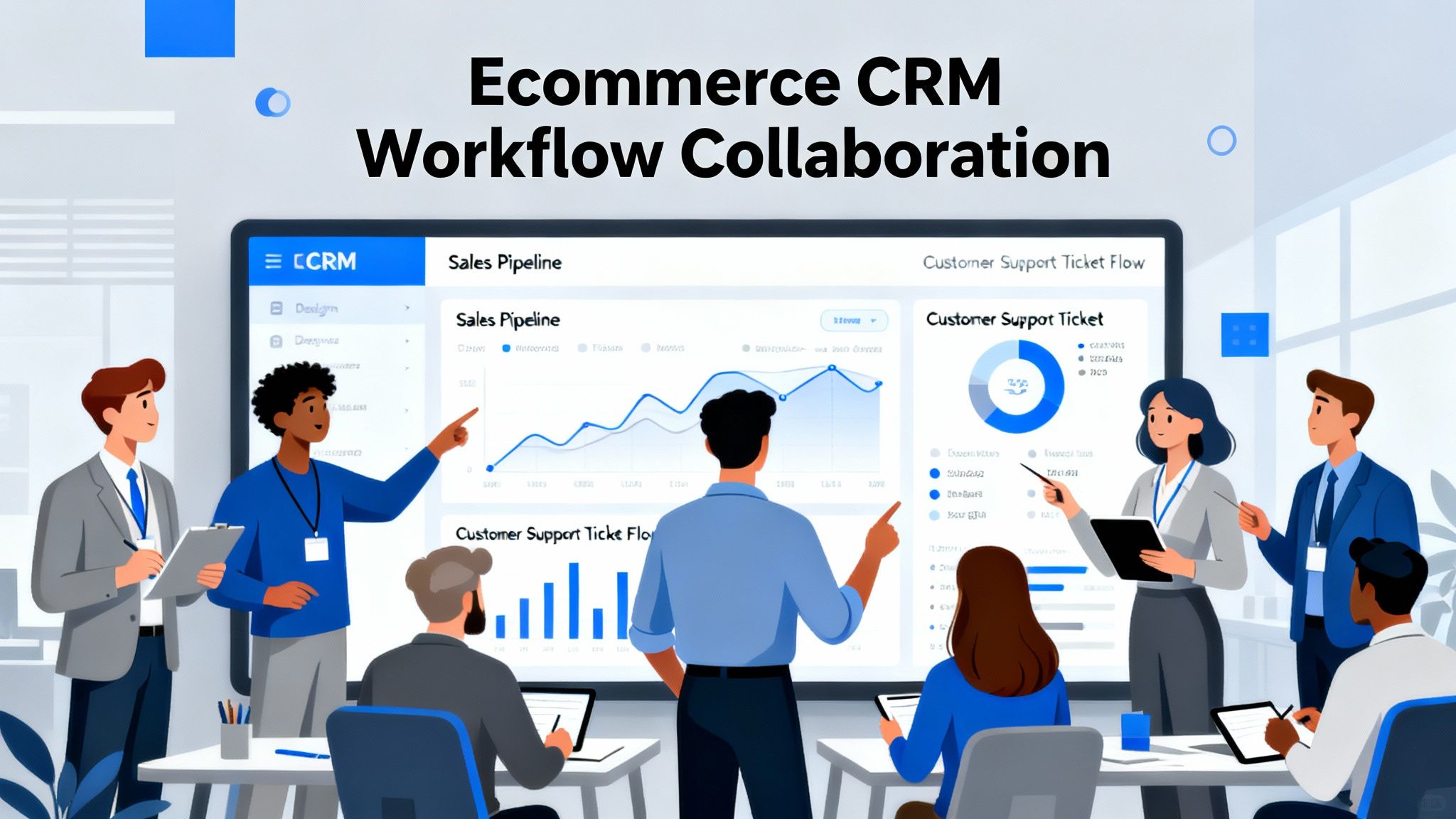Ecommerce business team collaborating on sales and customer workflow in CRM for ecommerce brands