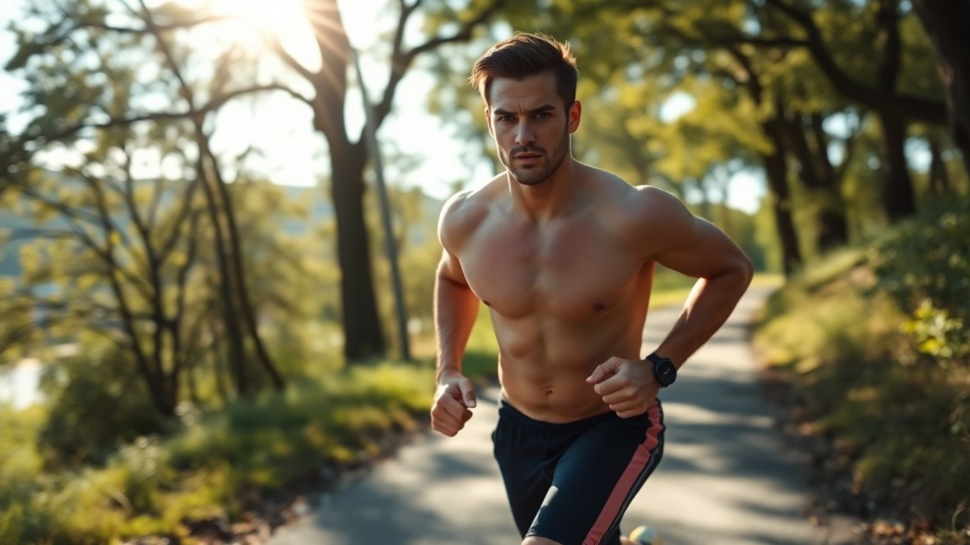 Person exercising outdoors with determination.