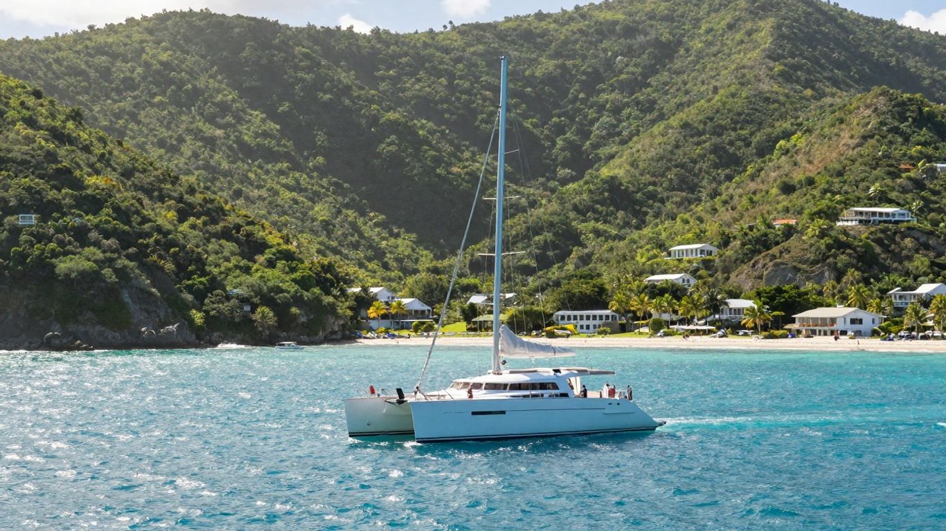 Catamaran sailing near Tortola, BVI