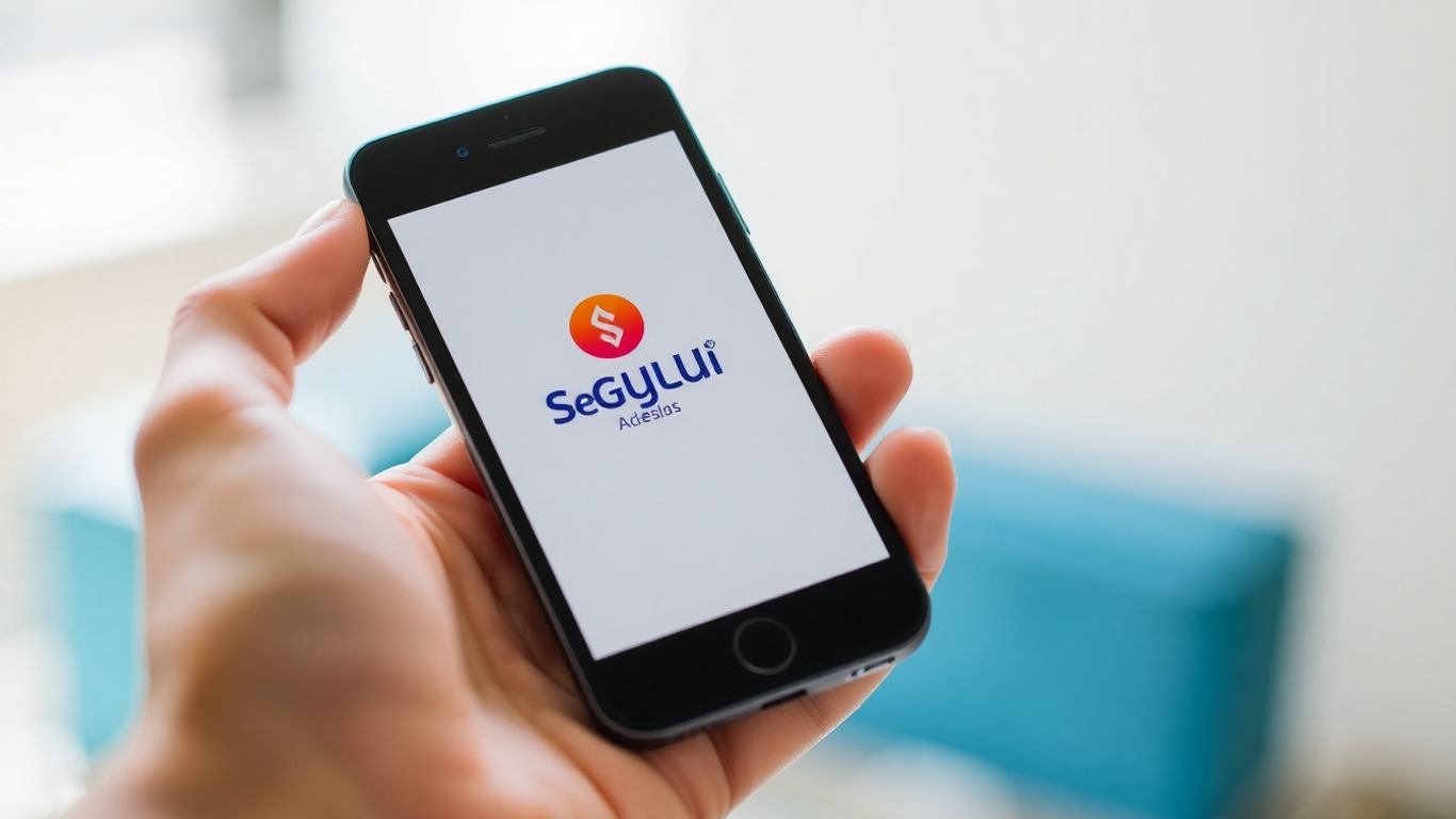 Persona usando el móvil con logo de SegurCaixa Adeslas.