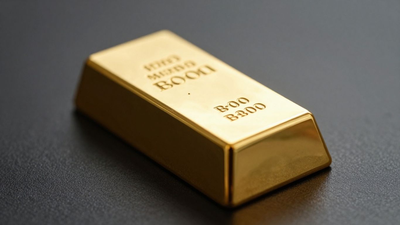 Shiny gold bar on dark background.