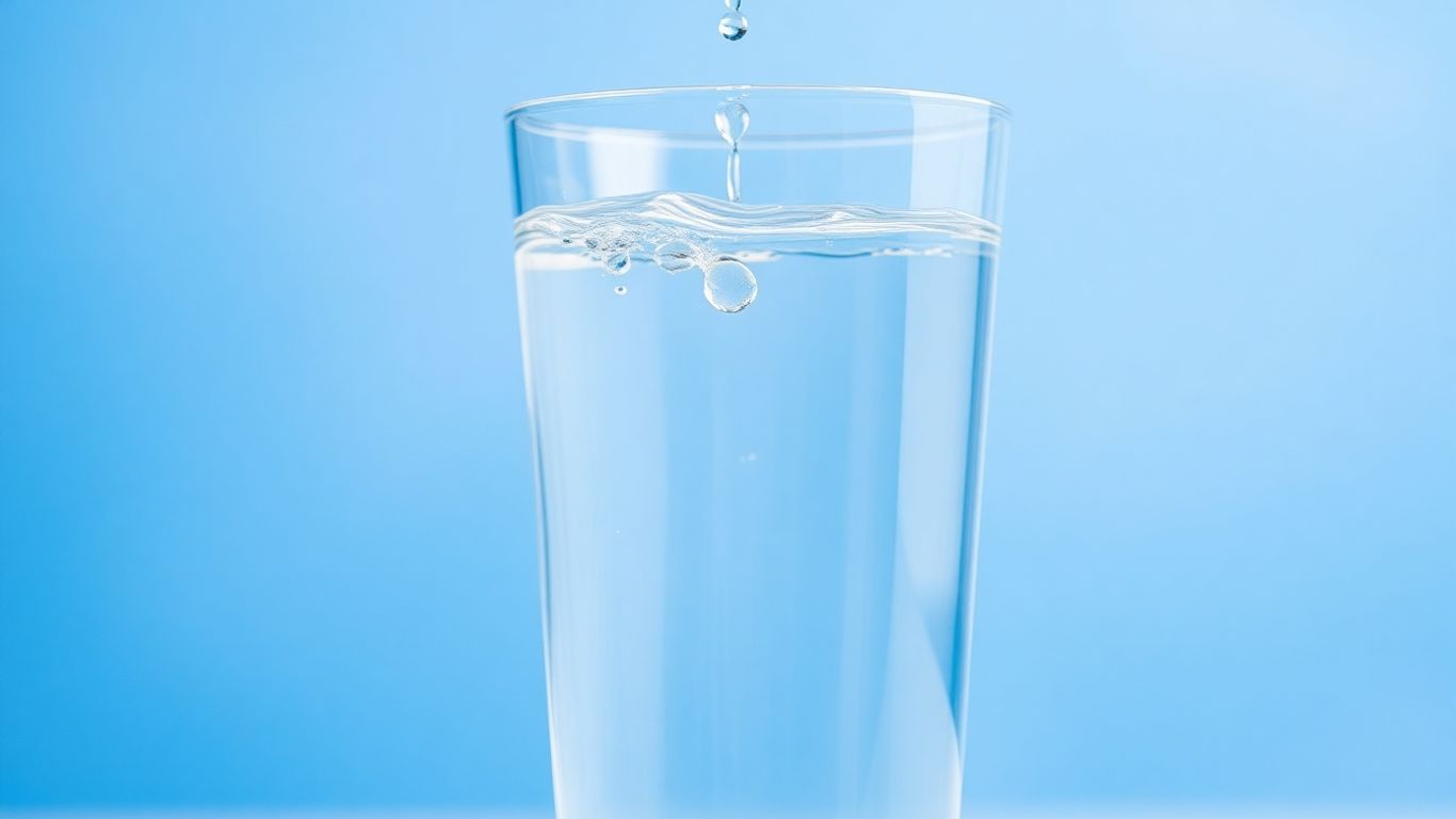 Overflowing glass of water with a falling drop.