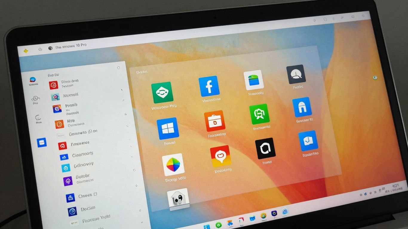 Interfaz de Windows 10 Pro con iconos modernos.