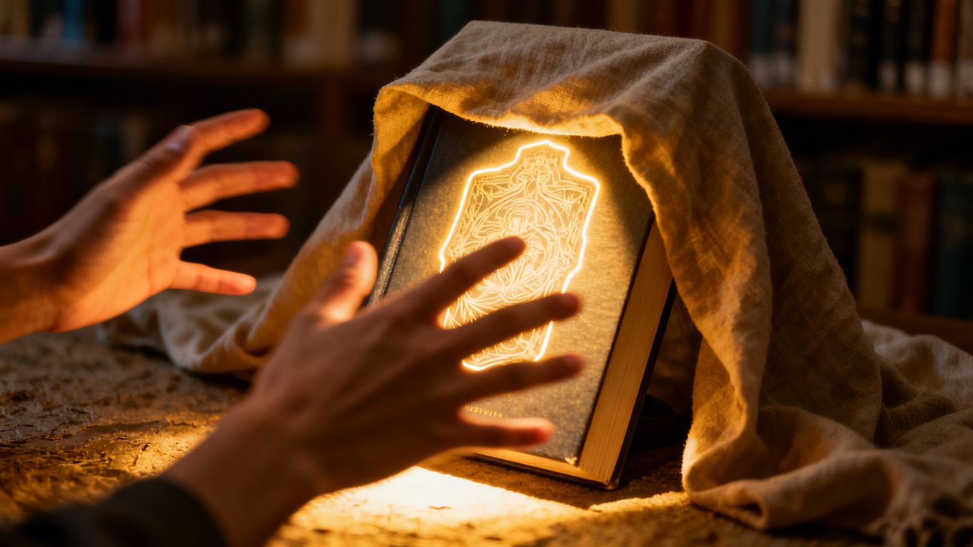 Excited crowd anticipating a book cover reveal.