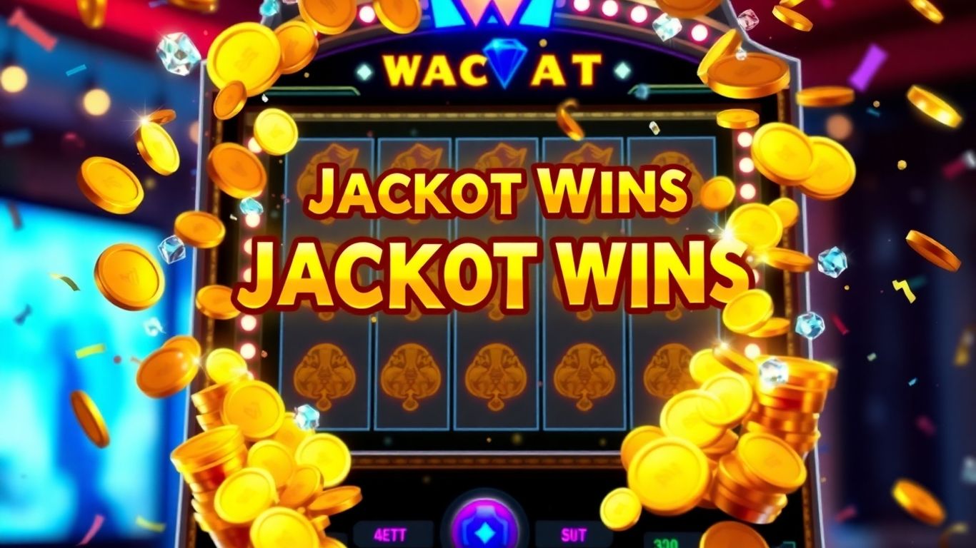 Massive online jackpot win with coins and jewels.