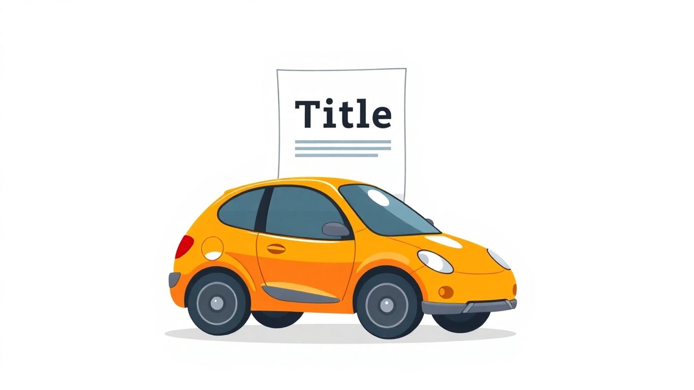 Cartoon car and vehicle title document