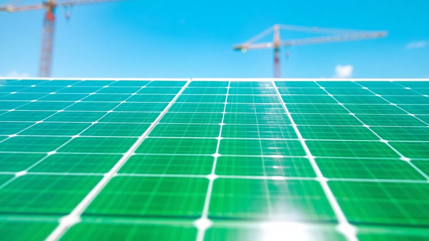 Green photovoltaic solar panel under the sun.