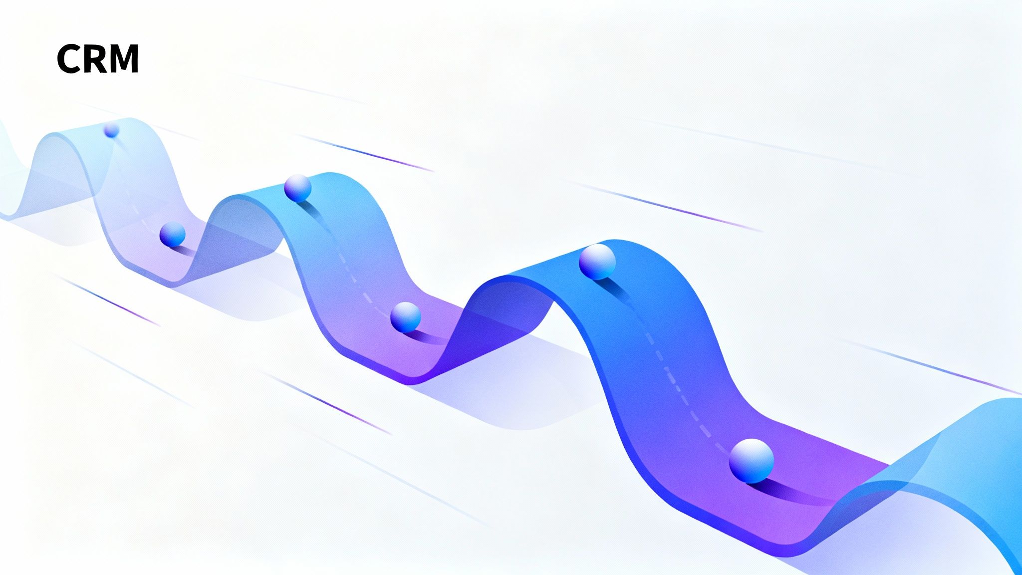 Abstract illustration of leads moving through a pipeline in CRM