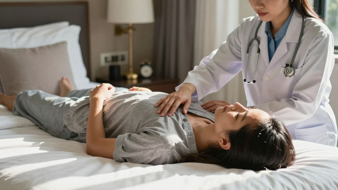 Doctor providing care in a Patong hotel room.