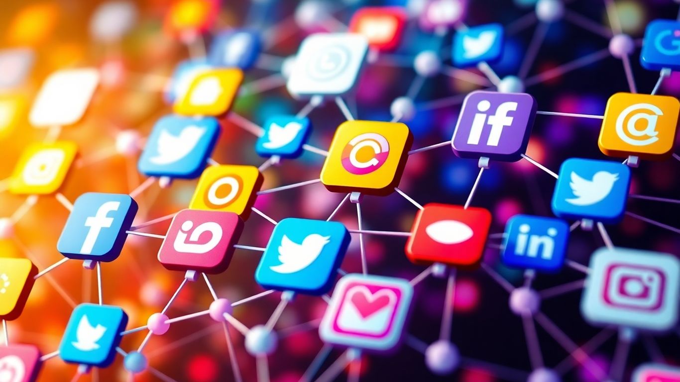 ไอคอนโซเชียลมีเดียเชื่อมต่อกัน