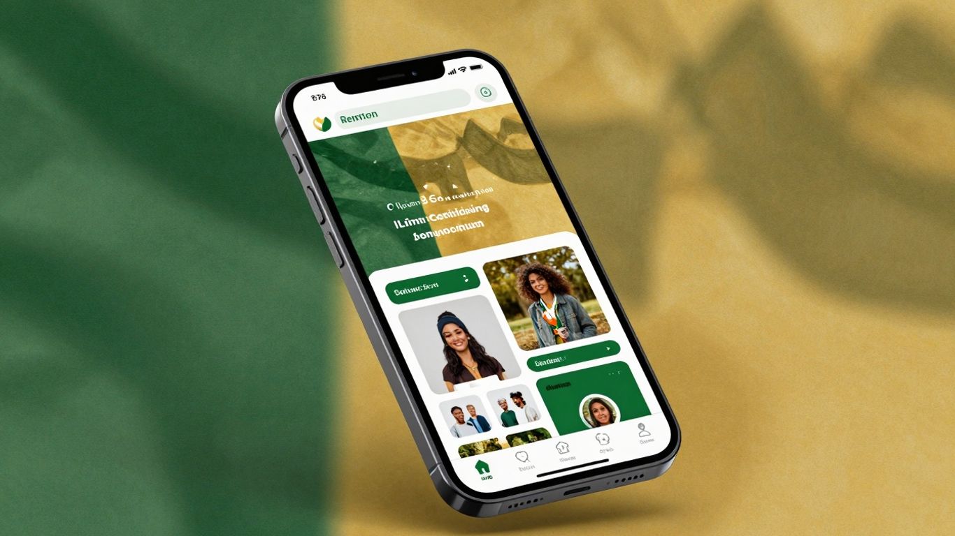 Smartphone showing optimised website with Irish colours.