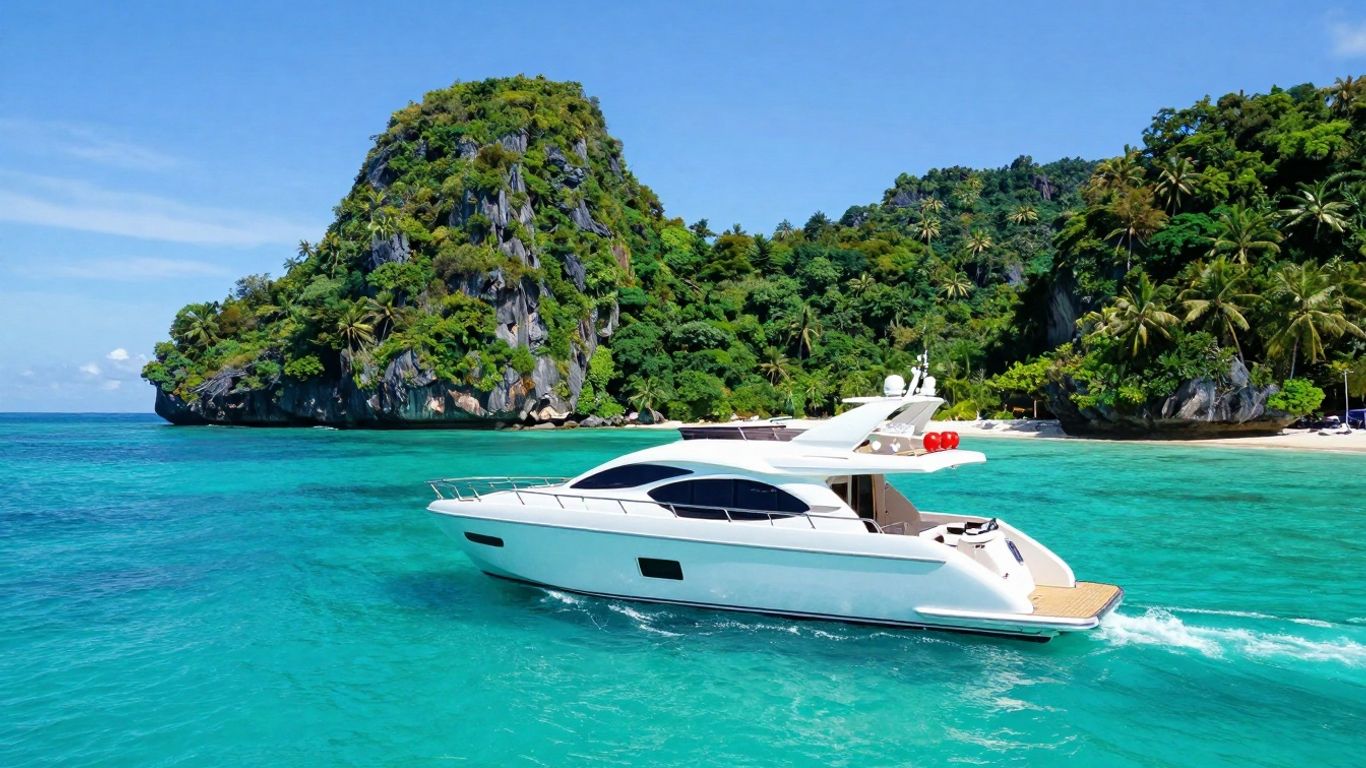 Luxury yacht sailing near Phuket islands