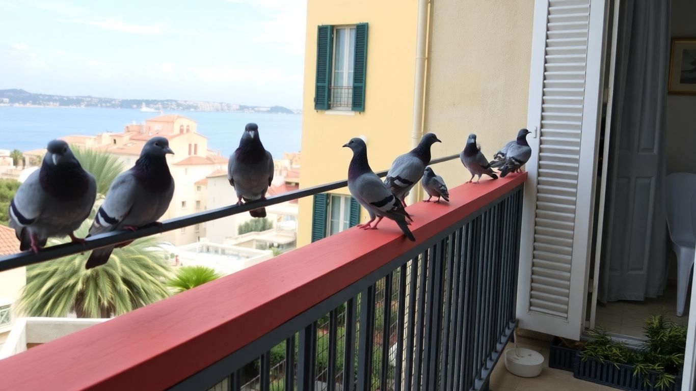 Pigeons sur un balcon à Cassis