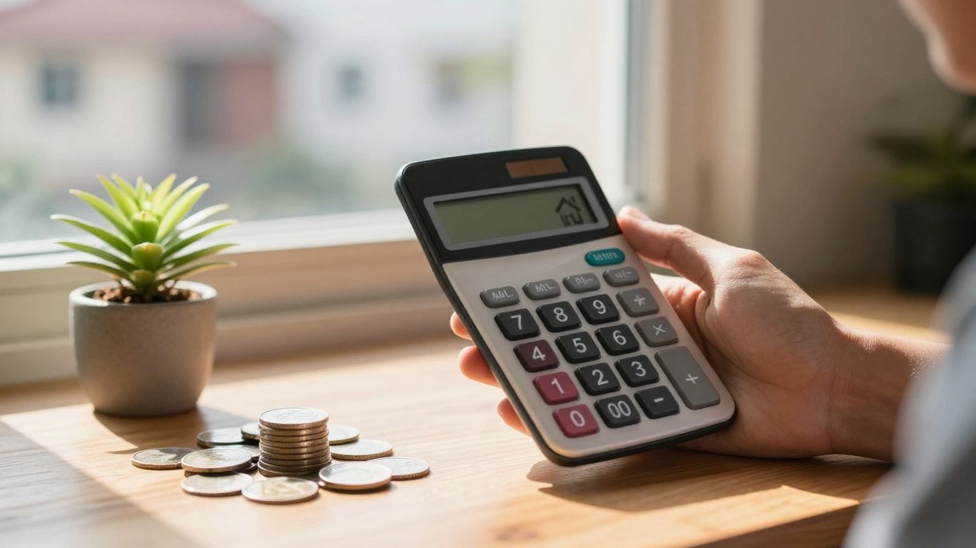 Home loan refinance calculator with house and money.