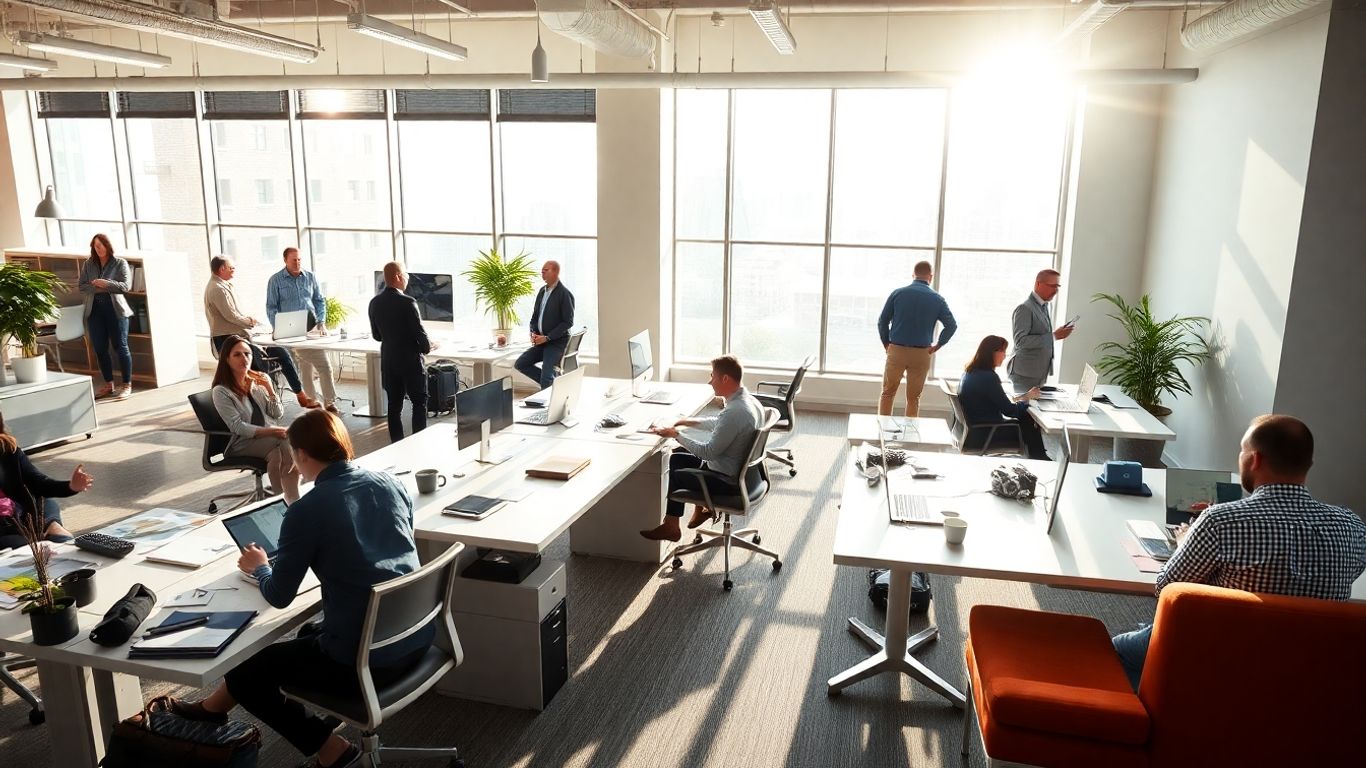 ทีมงานกำลังทำงานร่วมกันในออฟฟิศที่ทันสมัย