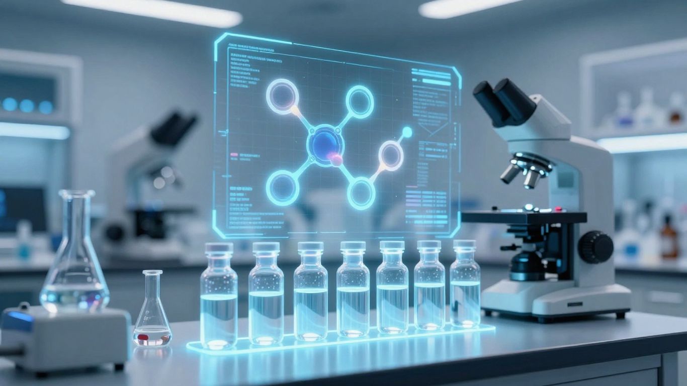 Orbit Discovery's lab with molecular projections.