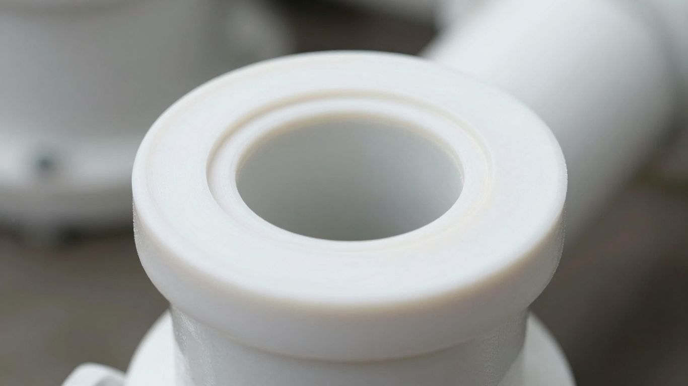 Close-up of a white well seal around a pipe.