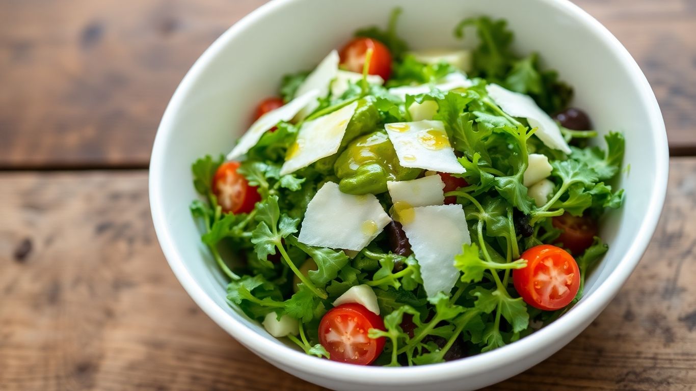 Rocket salad with Parmesan and lemon vinaigrette.