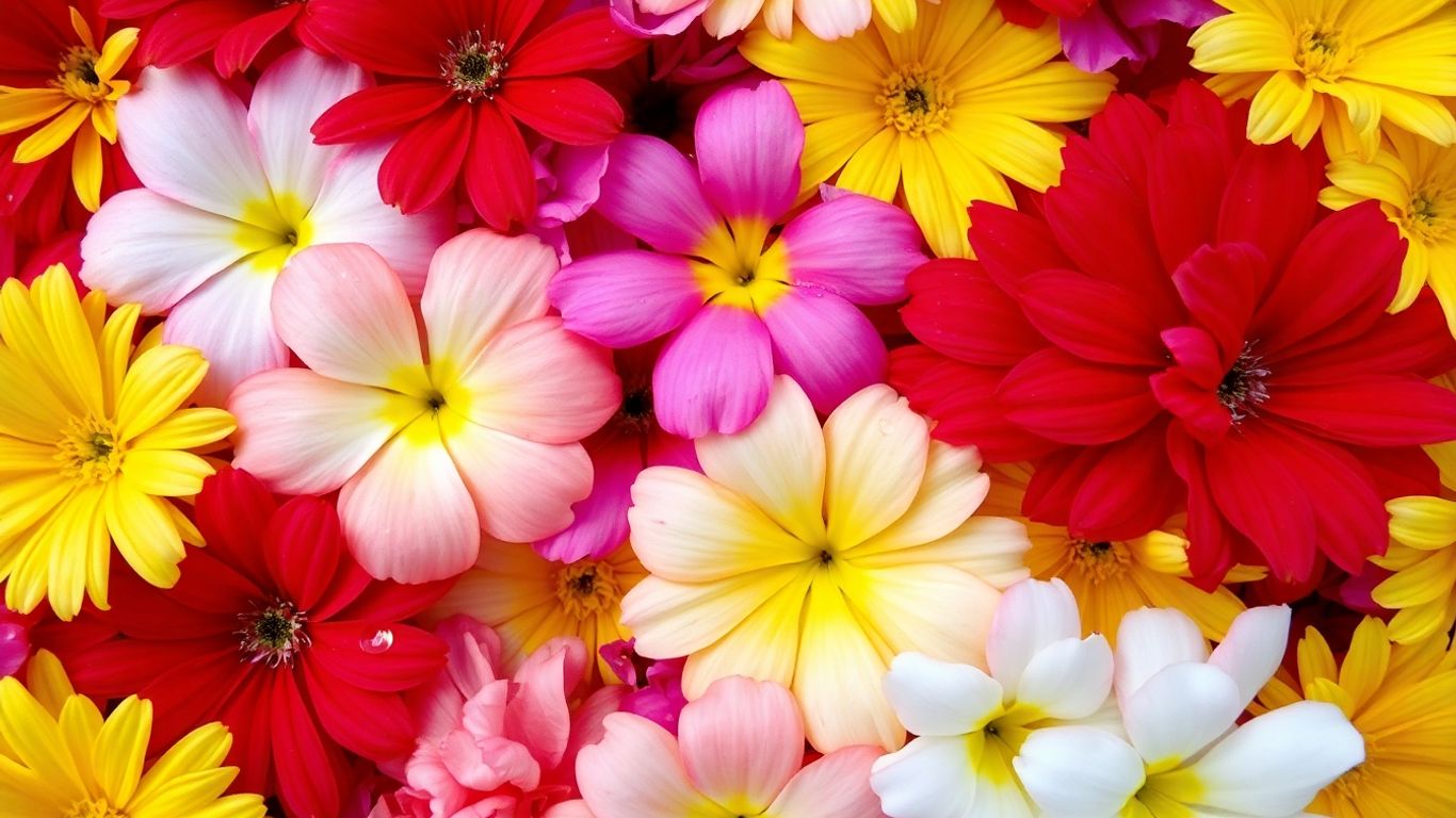 Arranjo de flores naturais coloridas e frescas.