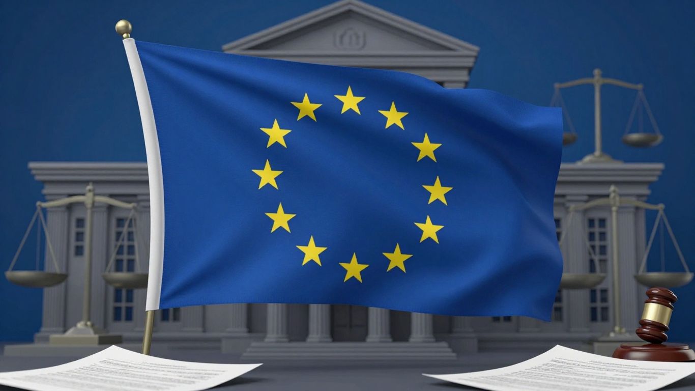 Simboluri ale justiției europene și naționale.