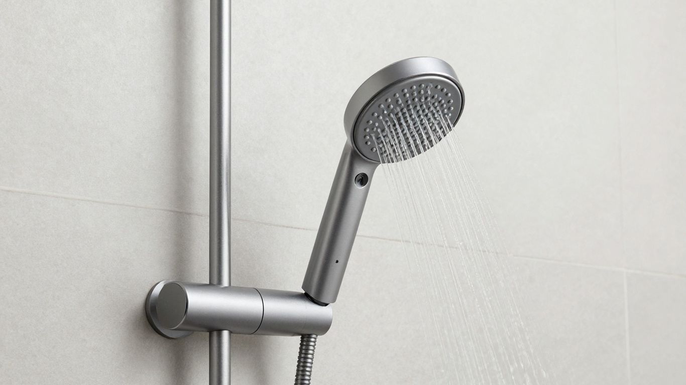 Modern bathroom with concealed shower kit.