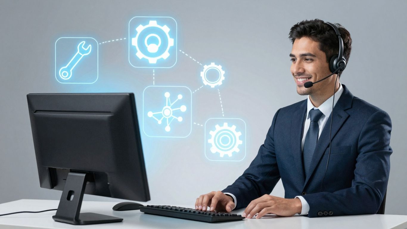 IT support interview questions infographic with professional.