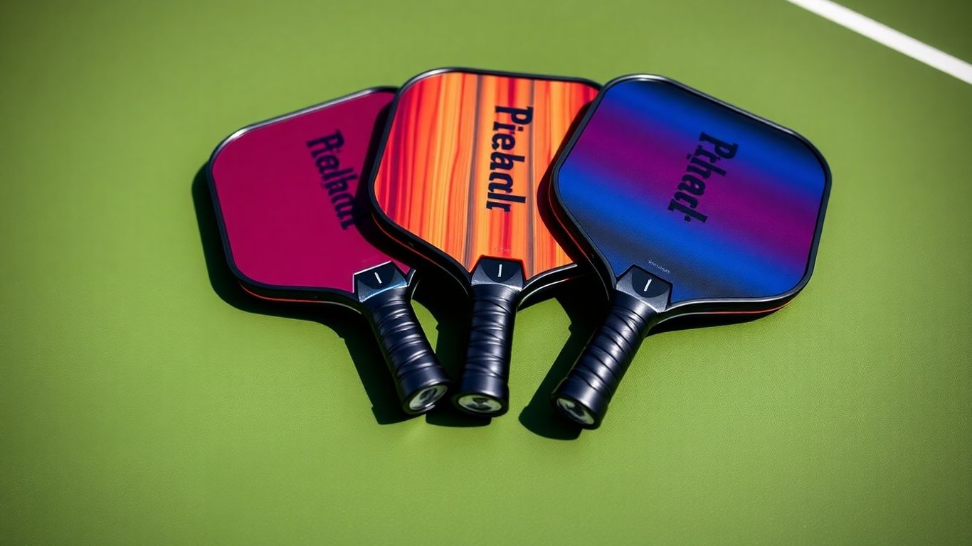 Franklin pickleball paddles on a court surface.