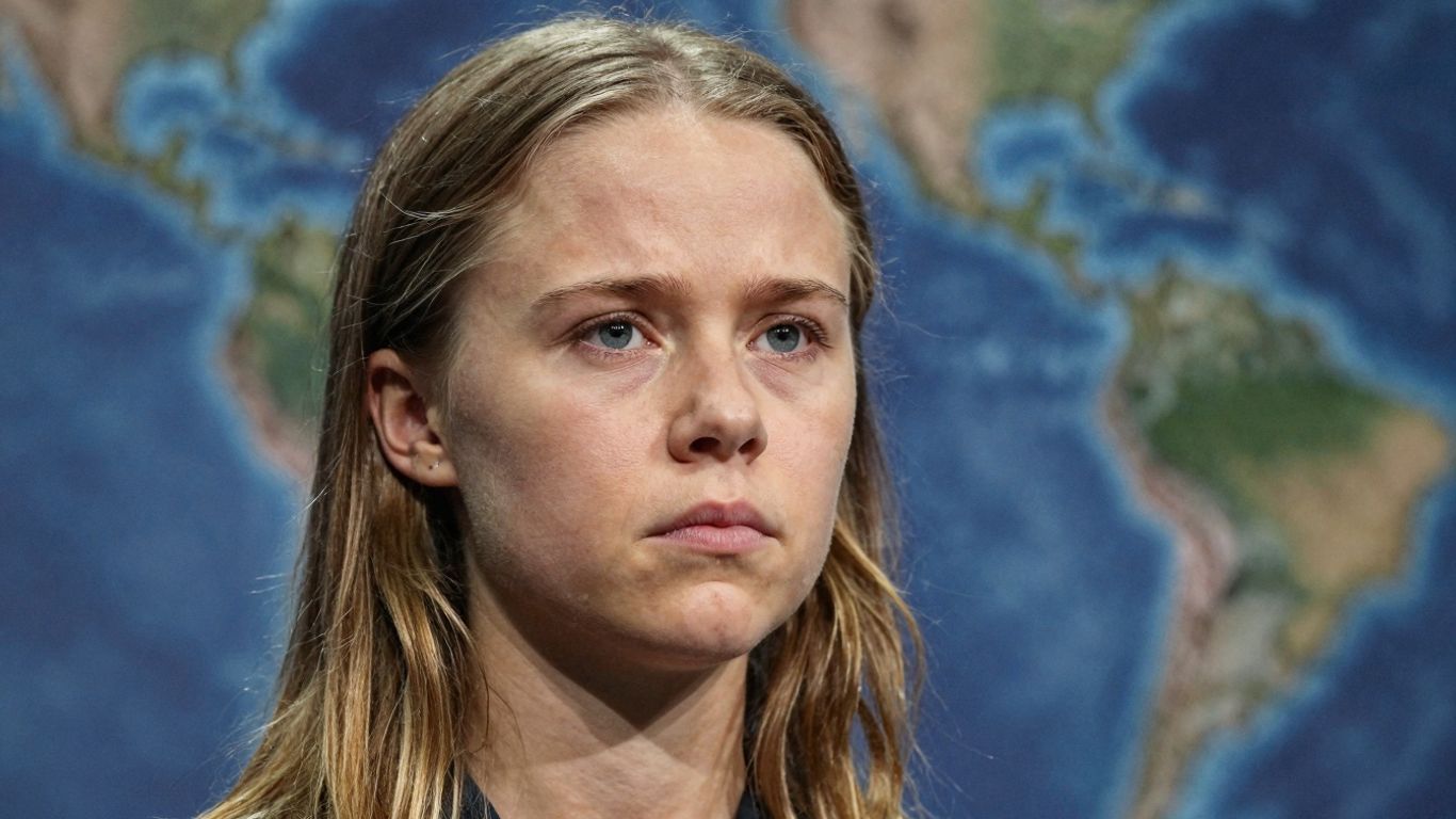 Greta Thunberg regardant vers l'avenir avec détermination.