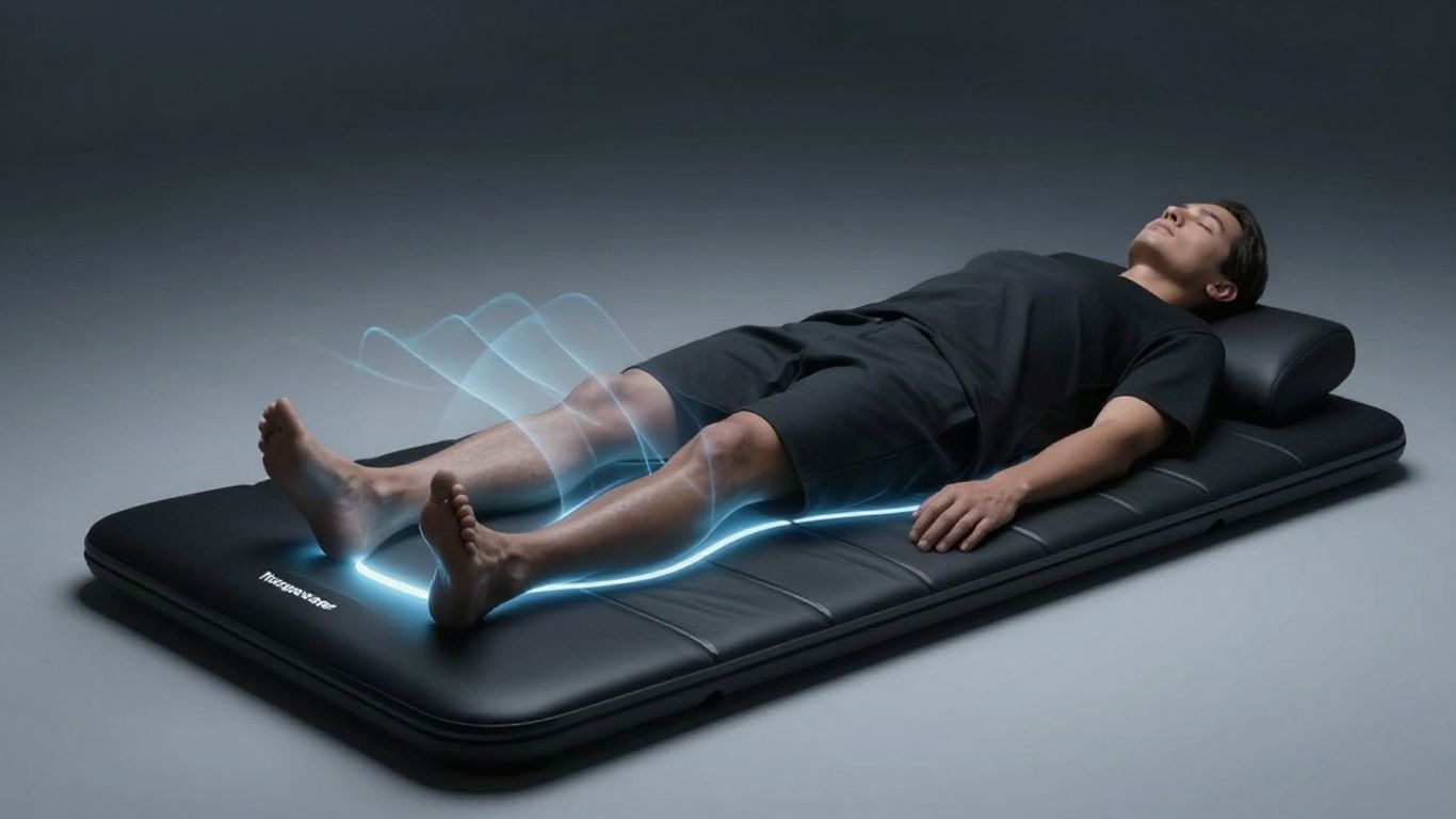 Person relaxing on Therasage PEMF mat