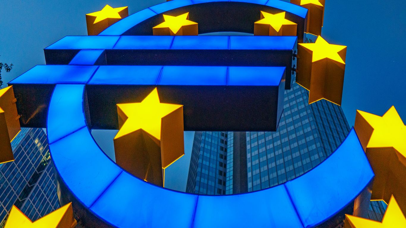 a blue and yellow sign with stars on it