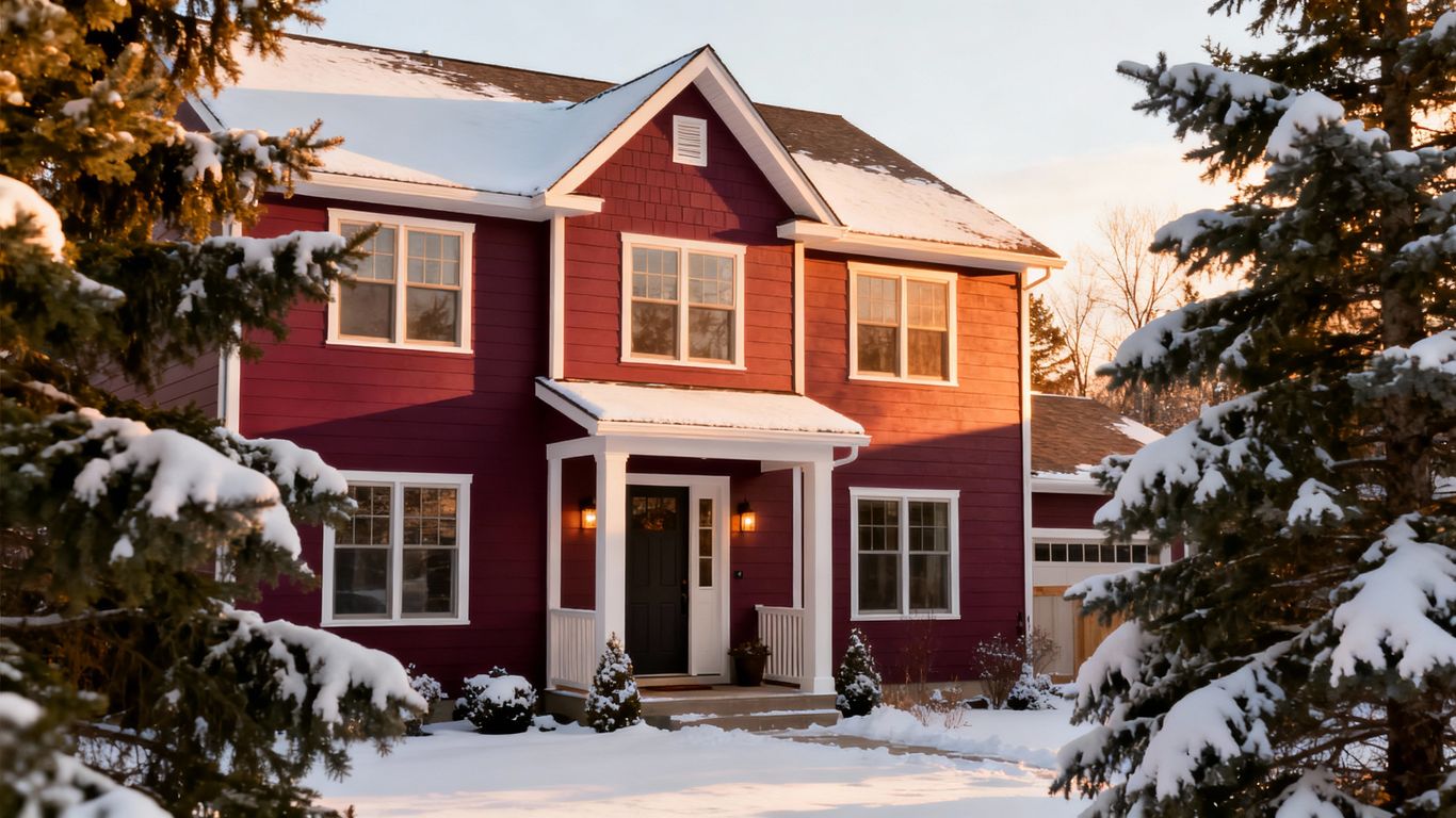 House exterior with durable paint, ready for winter.