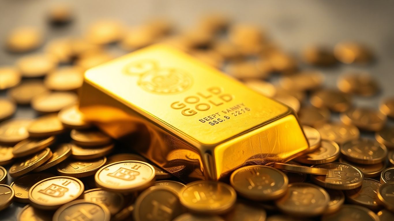 闪亮的金条和金币
