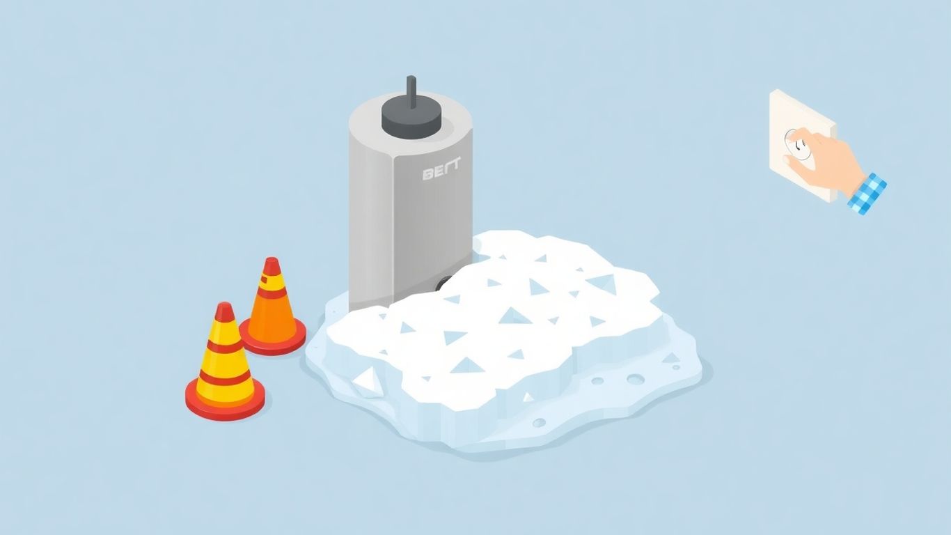 Frozen tankless water heater with safety items nearby