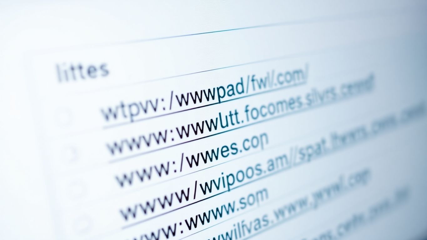 Digital backlink directory interface with website links.
