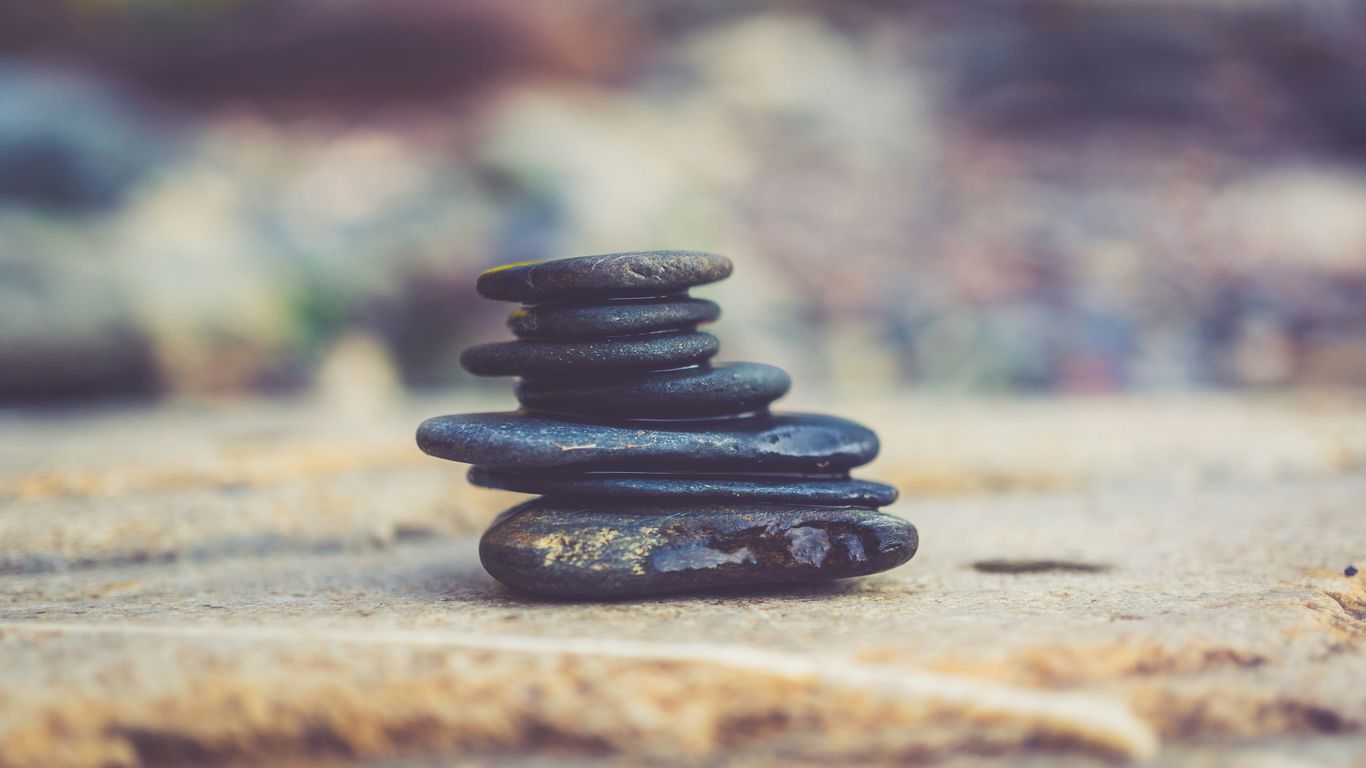 black stone arrangement in closeup photography