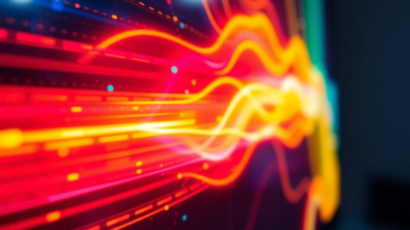 Abstract light patterns on a television screen.