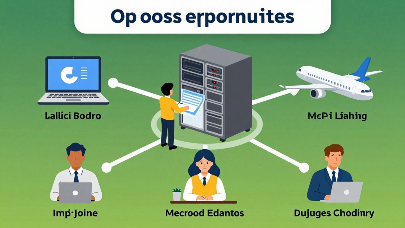 Infographic showing diverse MSP job icons: IT and airport.