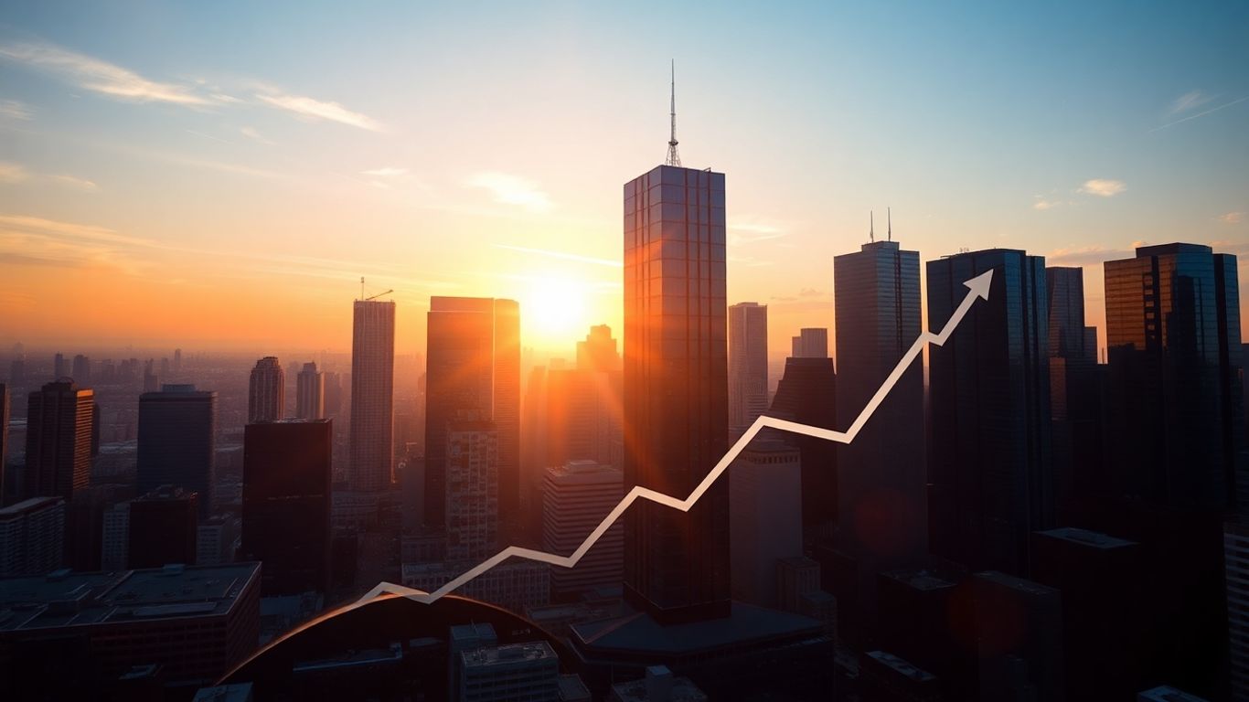 Financial growth and opportunity in a modern cityscape.