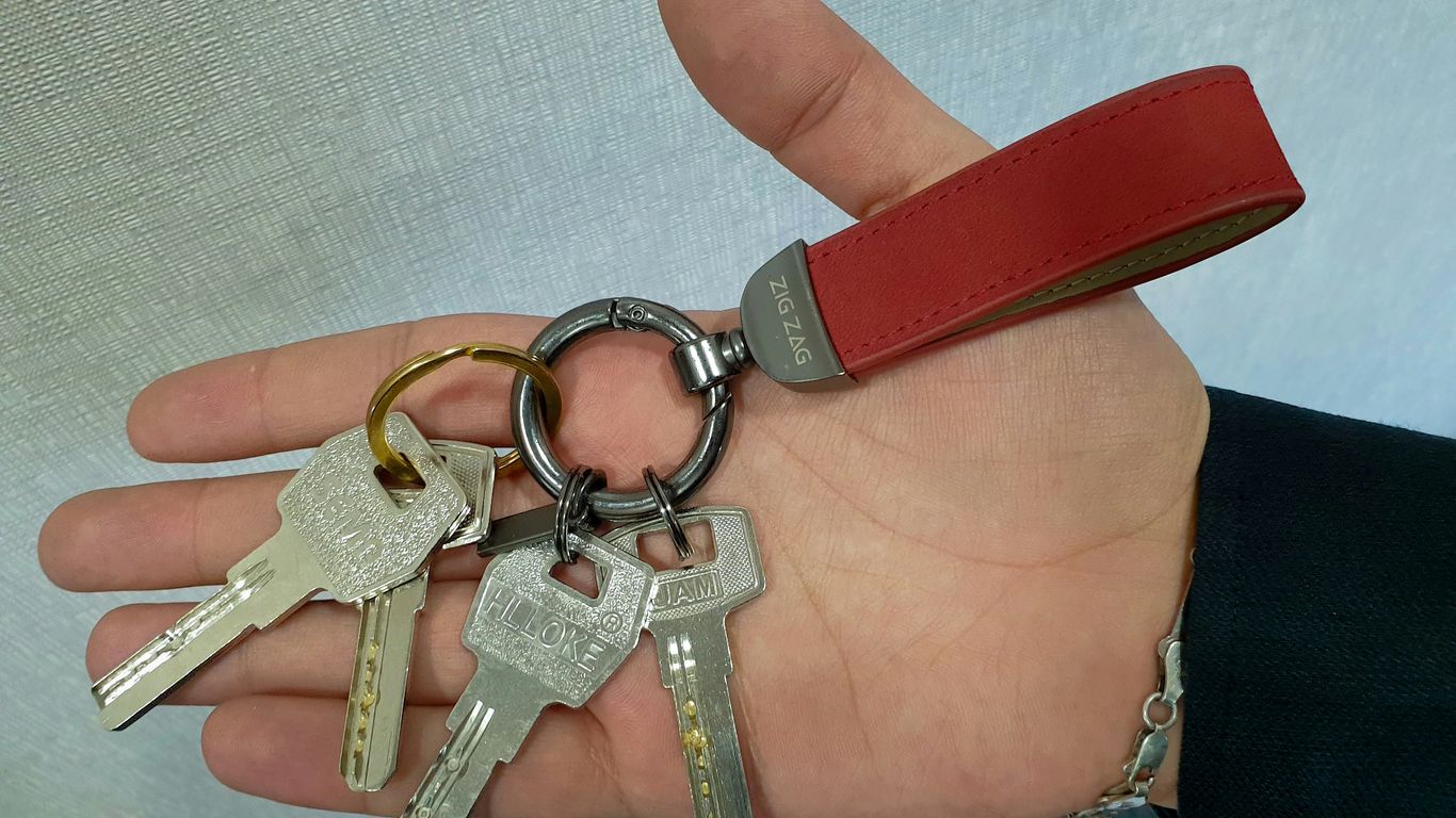 a person holding a bunch of keys in their hand