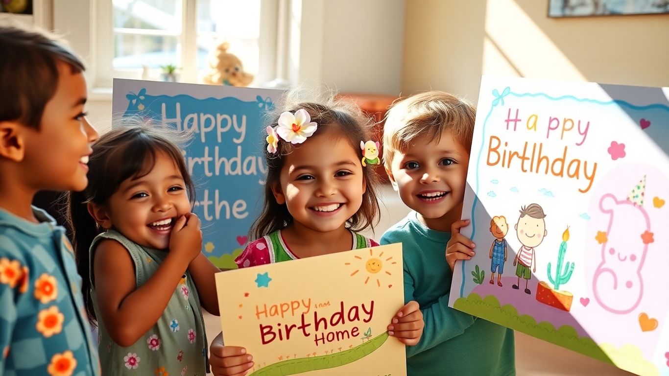 Children enjoying personalized birthday posters