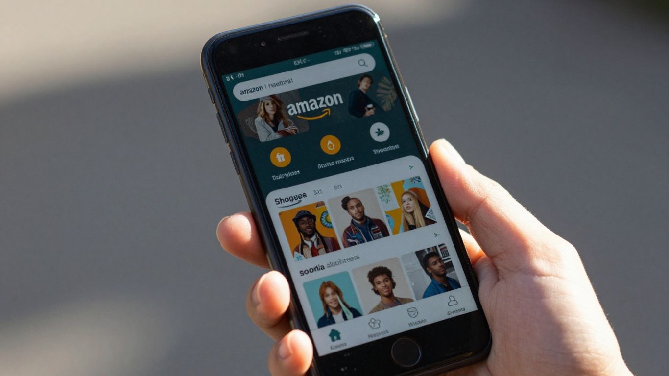 Amazon PPC advertising performance metrics on a smartphone.